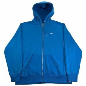Vintage y2k Nike Athletic Hoodie Men's XXL Blue Full Zip Pullover Sweatshirt